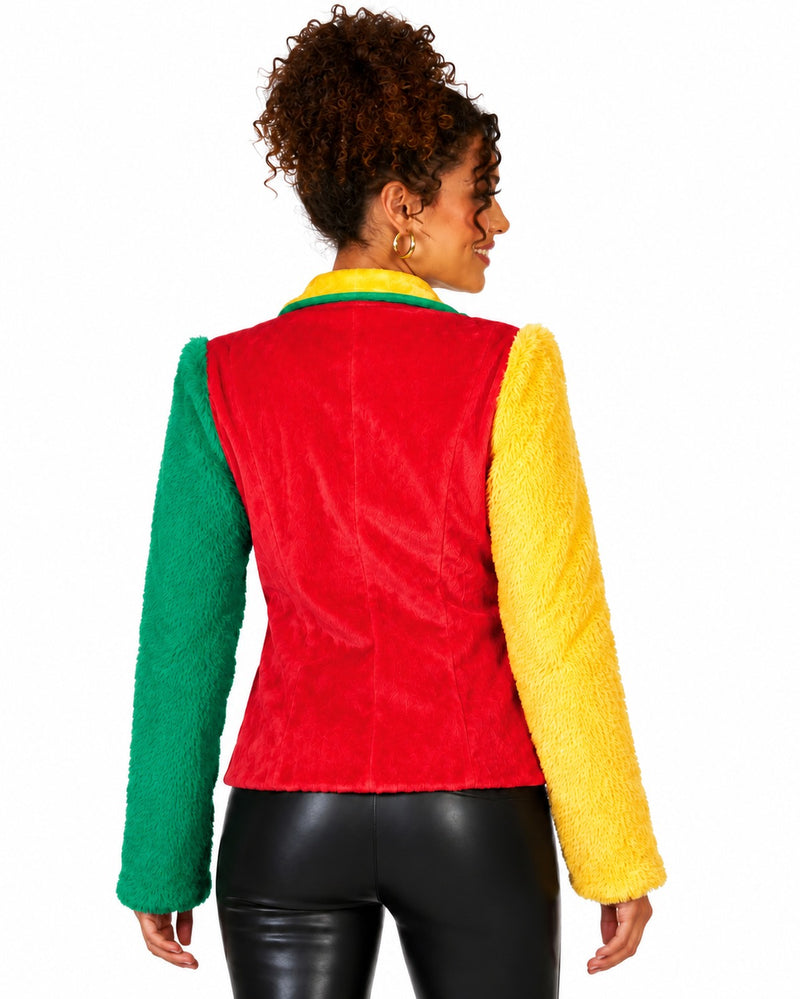 Hippie Jacke Grace in Plüsch-Optik für Damen - Mehrfarbig