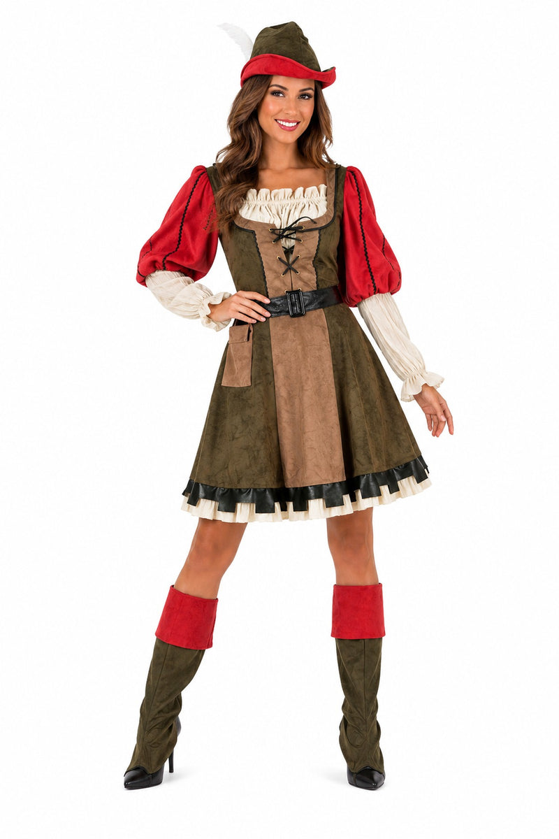 Robin Hood Kostüm "Lady Marian" für Damen | Grün Rot