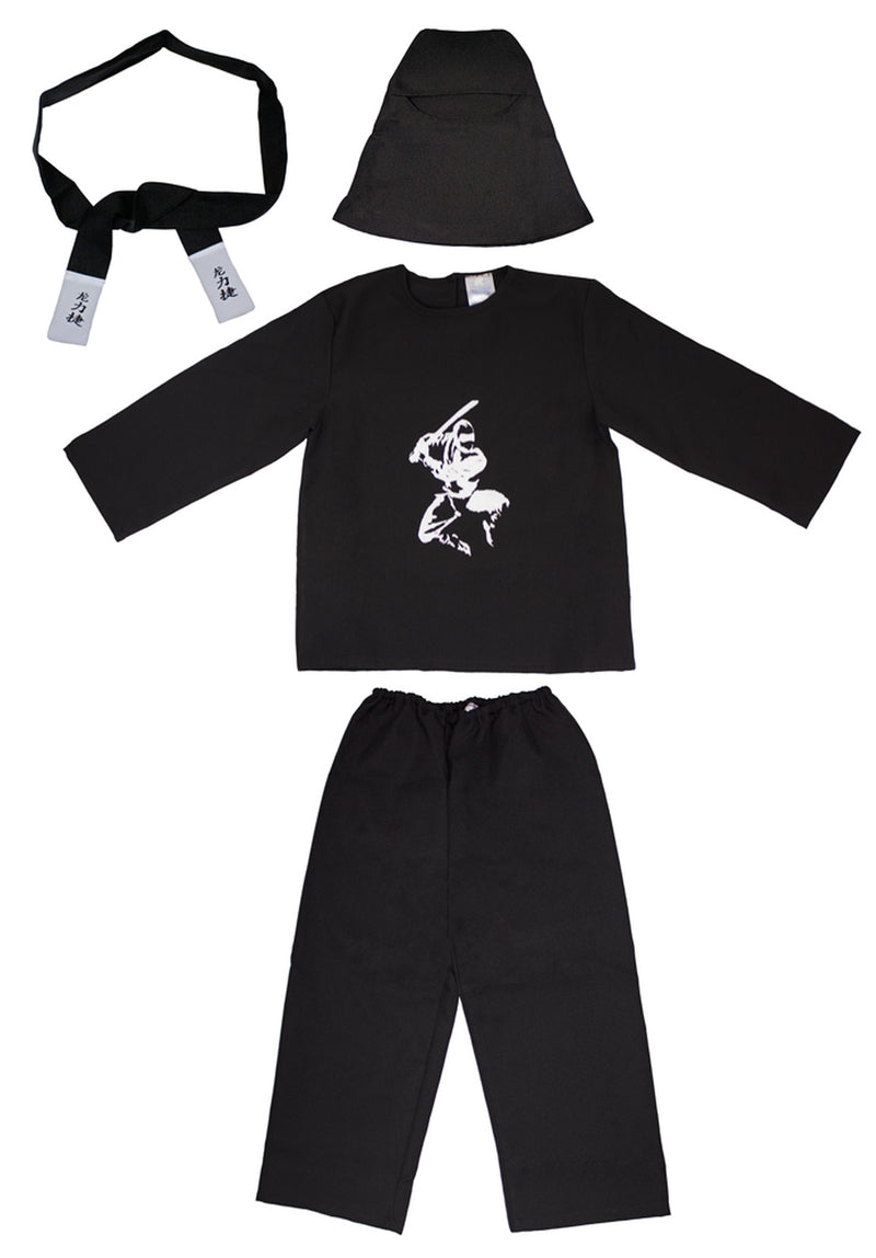 Ninja Kostüm Kinder 4-tlg. – Samurai Verkleidung Schwarz