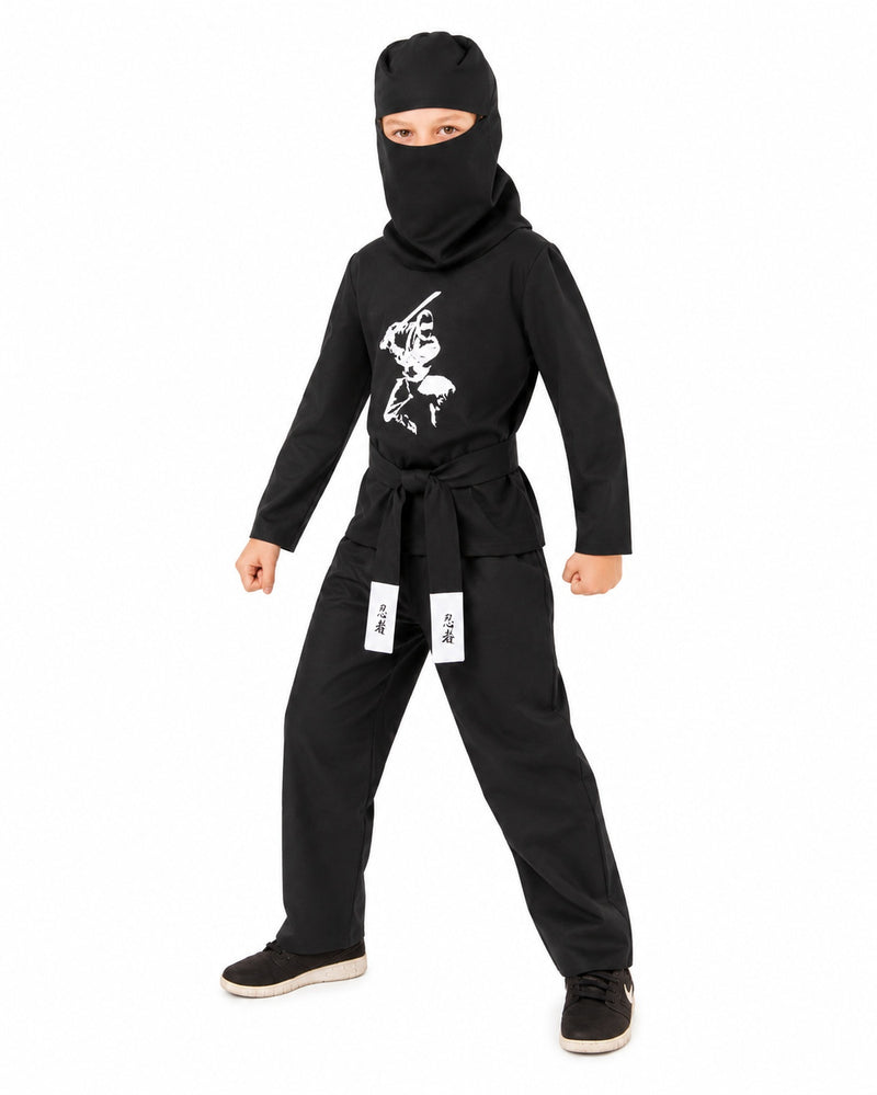 Ninja Kostüm Kinder 4-tlg. – Samurai Verkleidung Schwarz