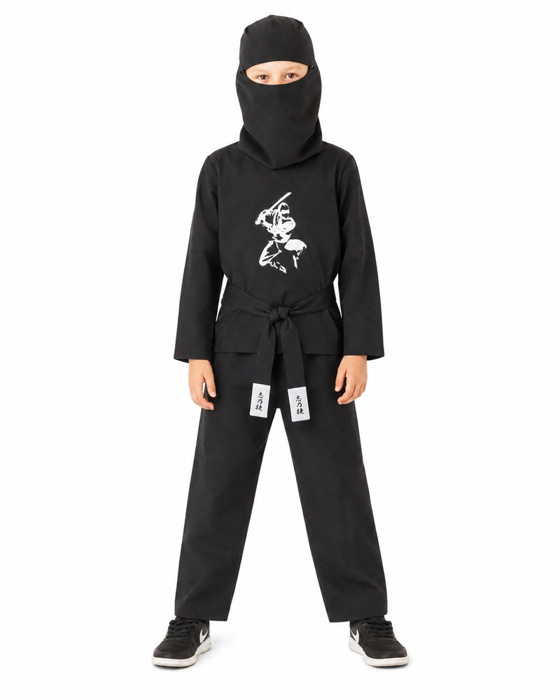 Ninja Kostüm Kinder 4-tlg. – Samurai Verkleidung Schwarz