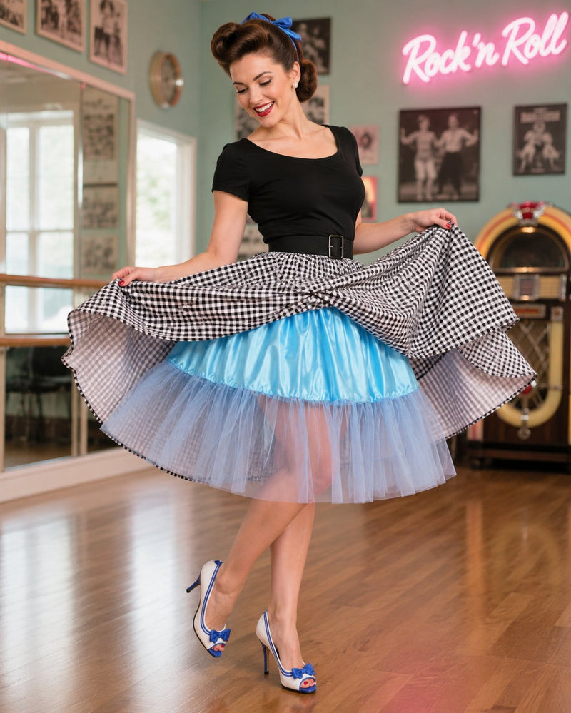 Petticoat Damen Tüllrock - Länge 60 cm | Schwarz