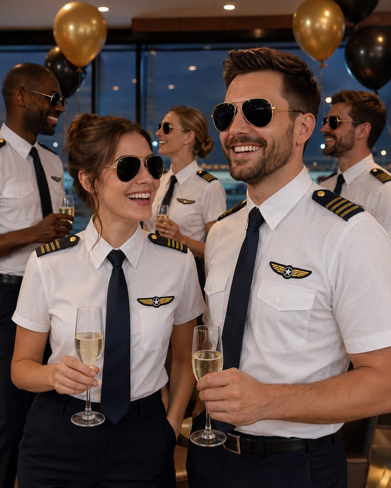 Kostüm-Set "Pilot" 4-tlg. Blau - 414046 | Brille Abzeichen Schulterklappen