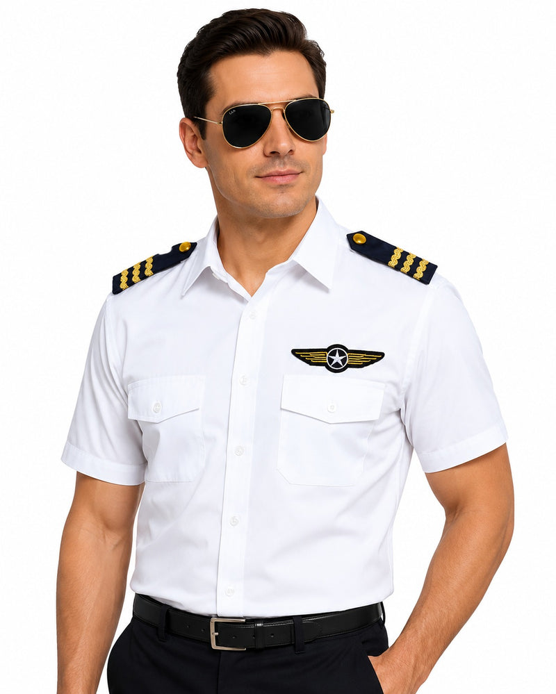 Kostüm-Set "Pilot" 4-tlg. Blau - 414046 | Brille Abzeichen Schulterklappen