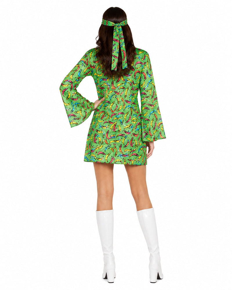 Retro Hippie Kostüm "Pop Banana" für Damen | Grün