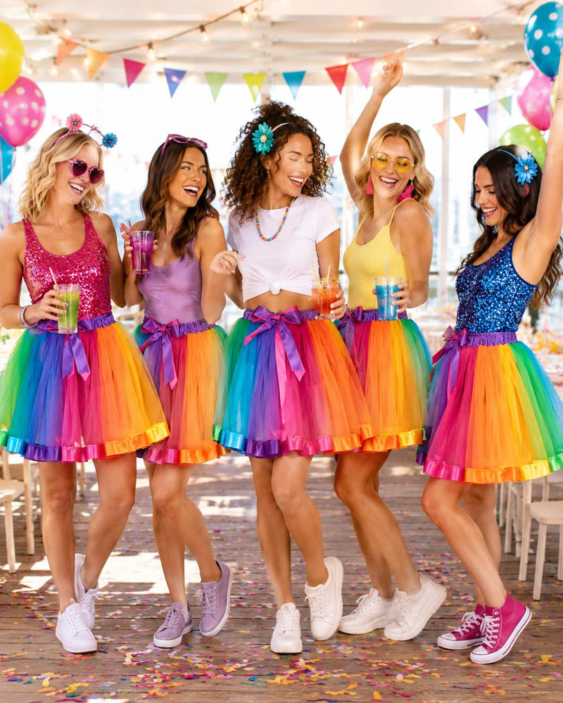 Regenbogen Rainbow Petticoat Rock für Damen - 414009 | Bunt