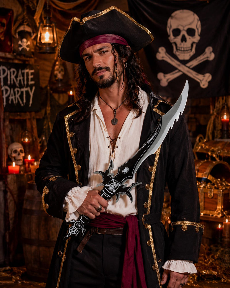 Schaumstoff Piratenschwert 66 cm – Gezackter Piratensäbel Schwarz Grau