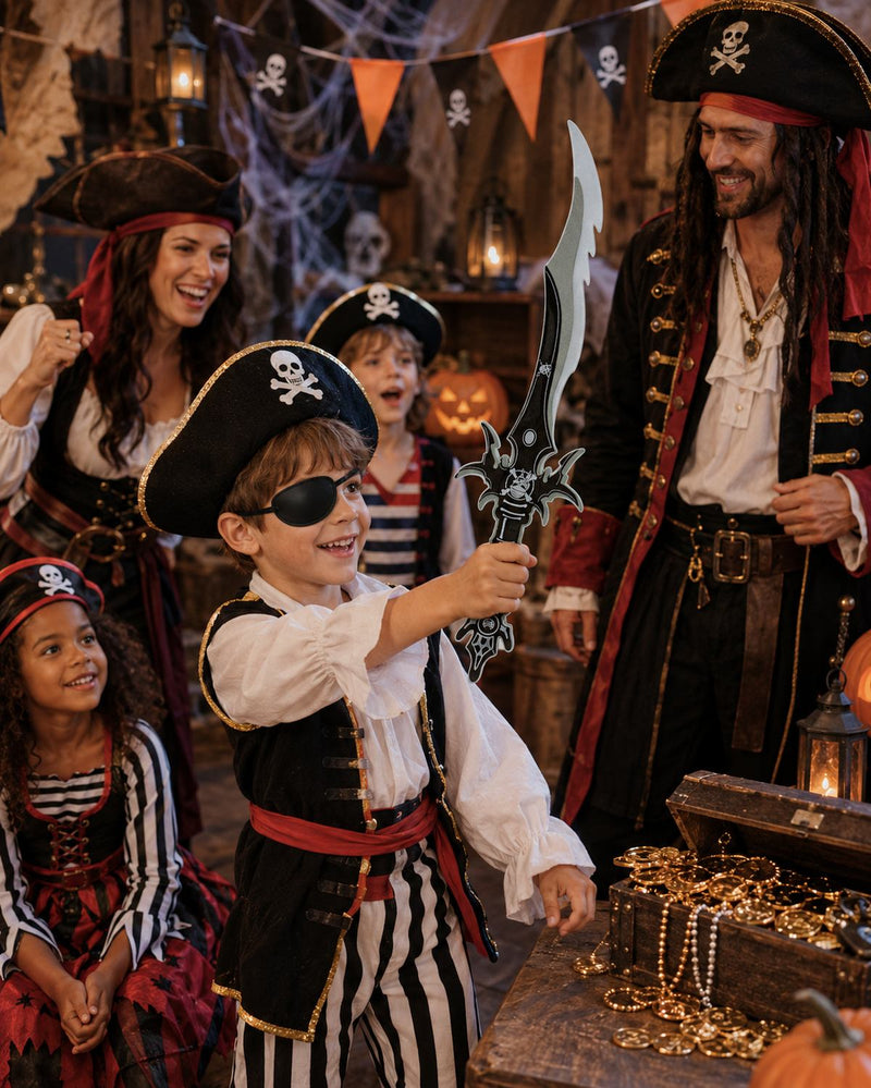 Schaumstoff Piratenschwert 66 cm – Gezackter Piratensäbel Schwarz Grau