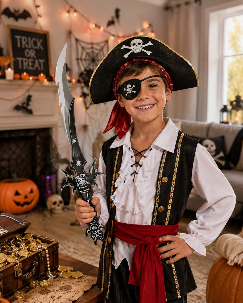 Schaumstoff Piratenschwert 66 cm – Gezackter Piratensäbel Schwarz Grau