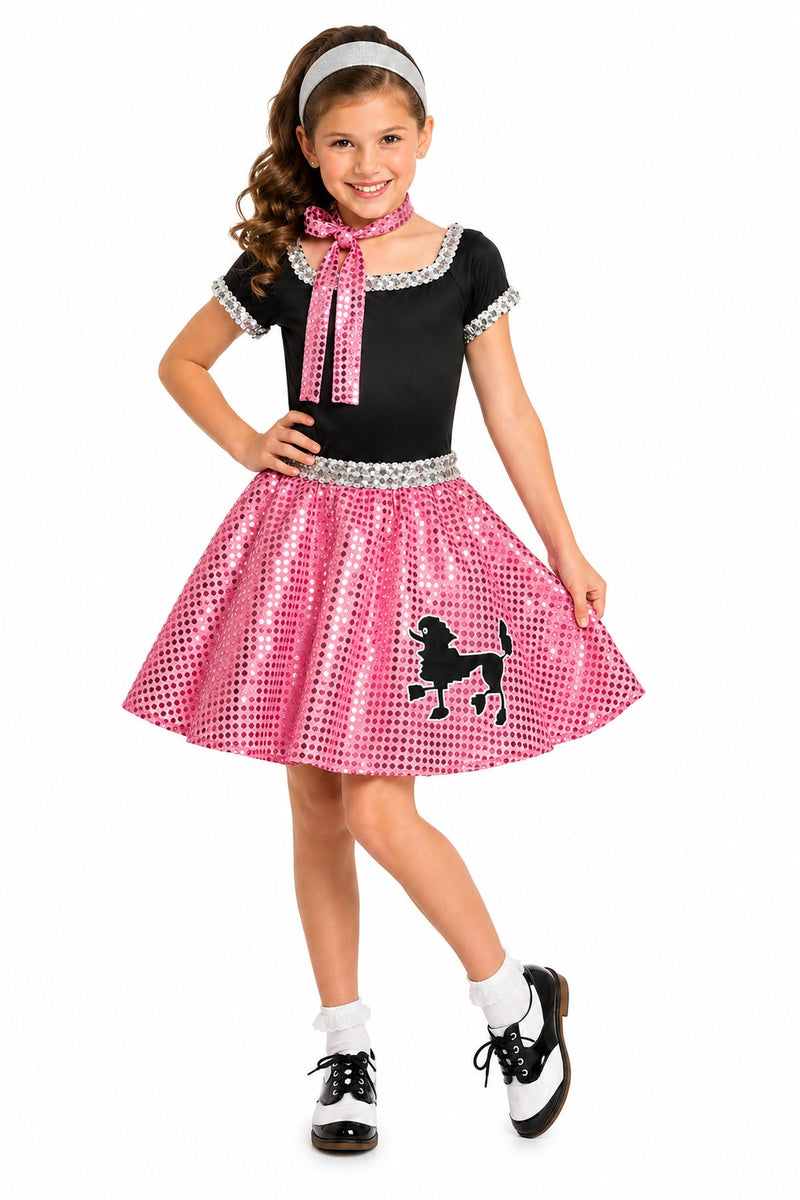 50er Jahre Kostüm "Sweety Lou" für Mädchen | Rosa