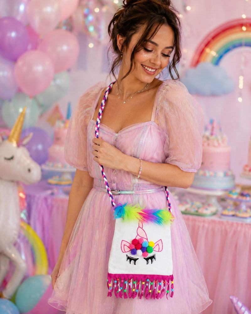 Einhorn Handtasche - Weiß - Umhängetasche JGA Karneval Einhornkostüm
