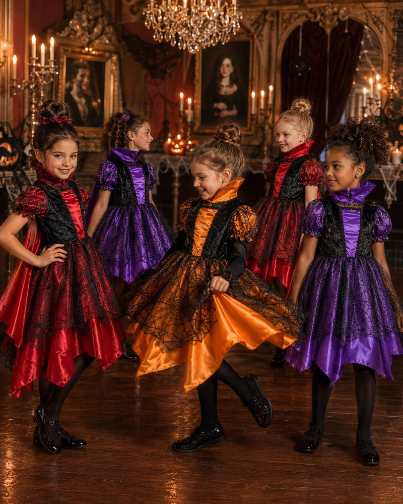 Kostüm Hexe "Willow" für Mädchen | Vampir Schwarz Orange