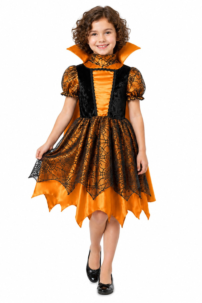 Kostüm Hexe "Willow" für Mädchen | Vampir Schwarz Orange