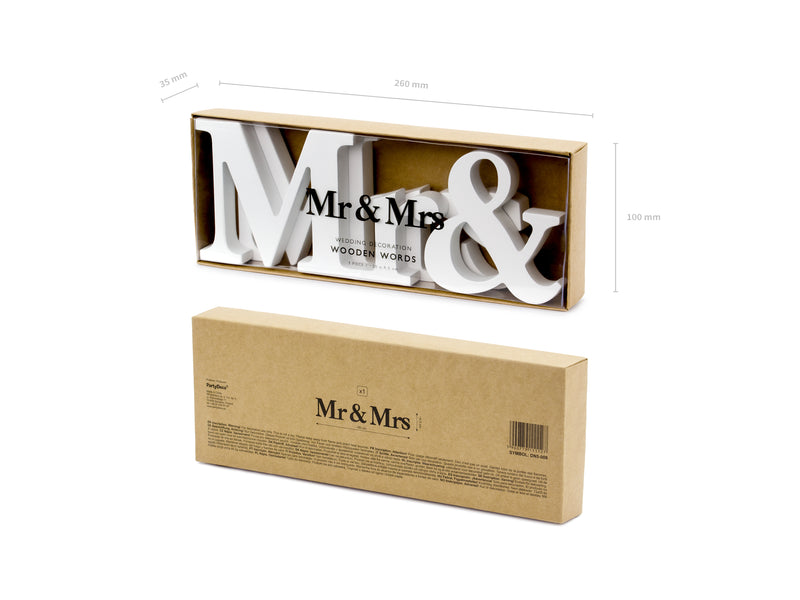 Holz Inschrift "Mr & Mrs" weiß - Hochzeit