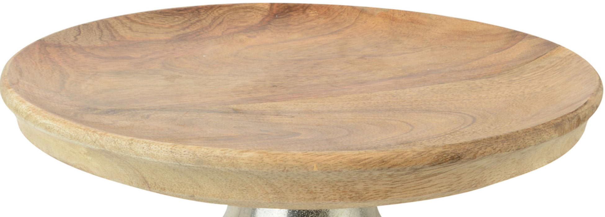 Riffelmacher Dekoteller mit Metallfuß 70349 - Schale aus Mangoholz - Natur Silber 30x13cm