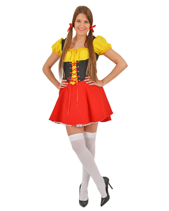 Deutschland Fan Kleid mit Petticoat im Dirndl Stil für Damen | Schwarz Rot Gelb