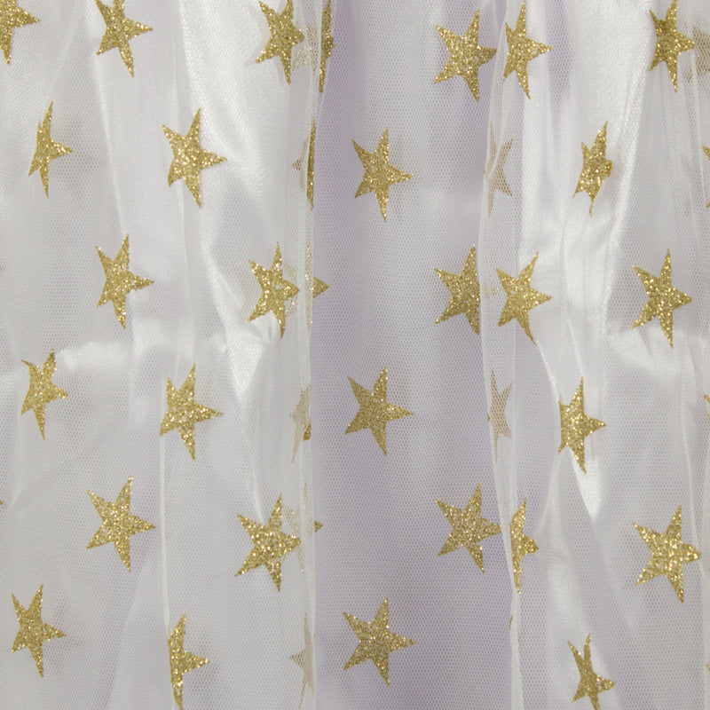 Kinder Engelskostüm "Sternen Engel" mit Flügeln - Samtkleid Weiß Gold