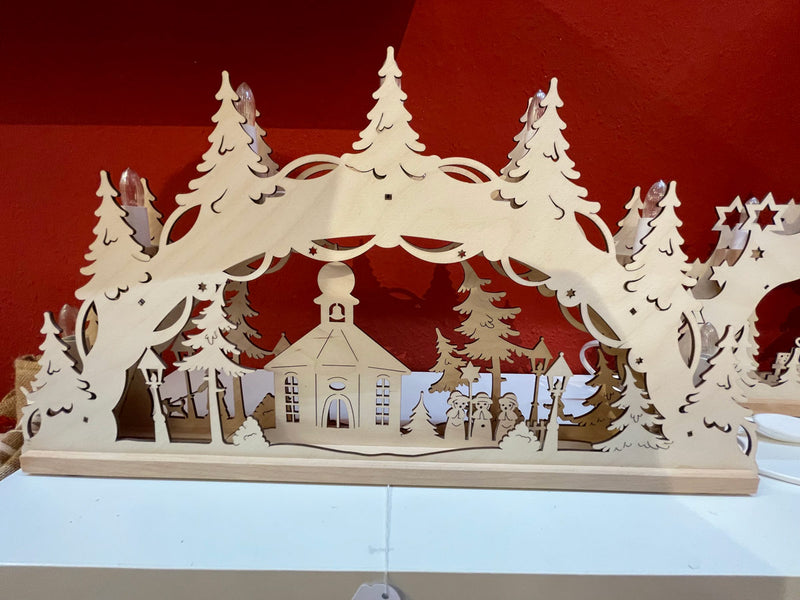 Original Erzgebirge Holz Lichterbogen "Seiffener Kirche" 55 cm | 13002 - Schwibbogen