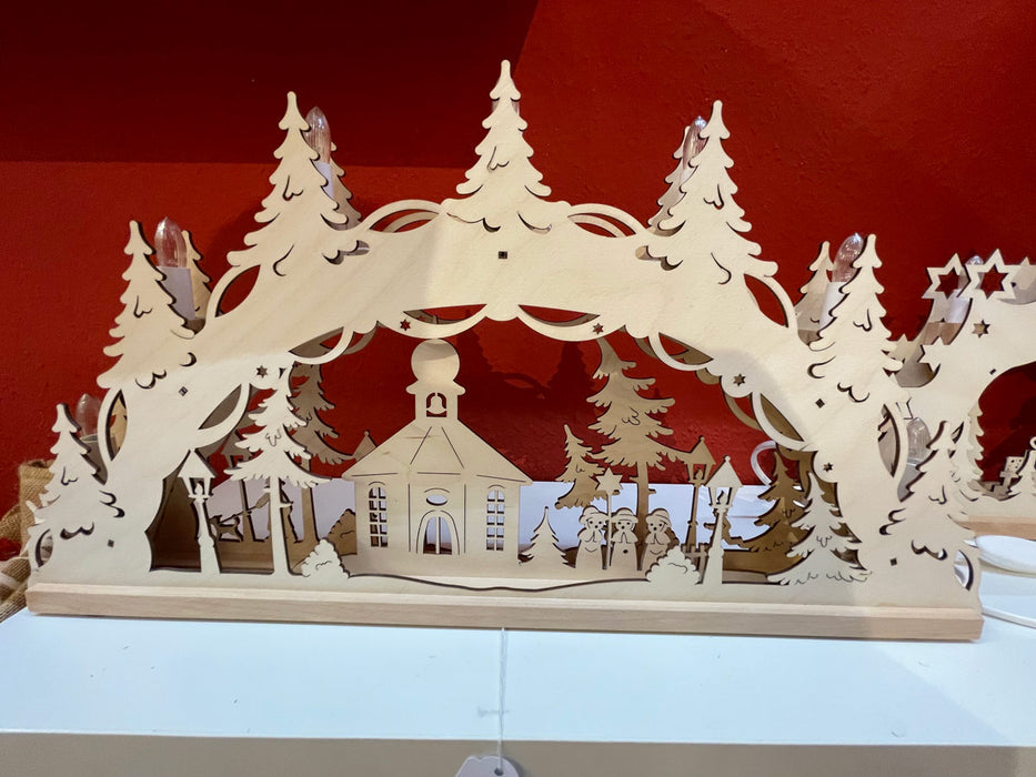 Original Erzgebirge Holz Lichterbogen "Seiffener Kirche" 55 cm | 13002 - Schwibbogen
