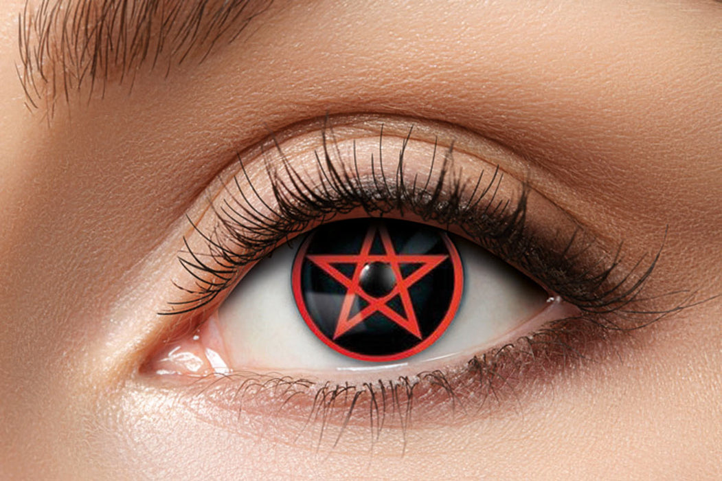 Eyecatcher Motivlinsen - farbige 3-Monats-Kontaktlinsen | m47 - Red Pentagram
