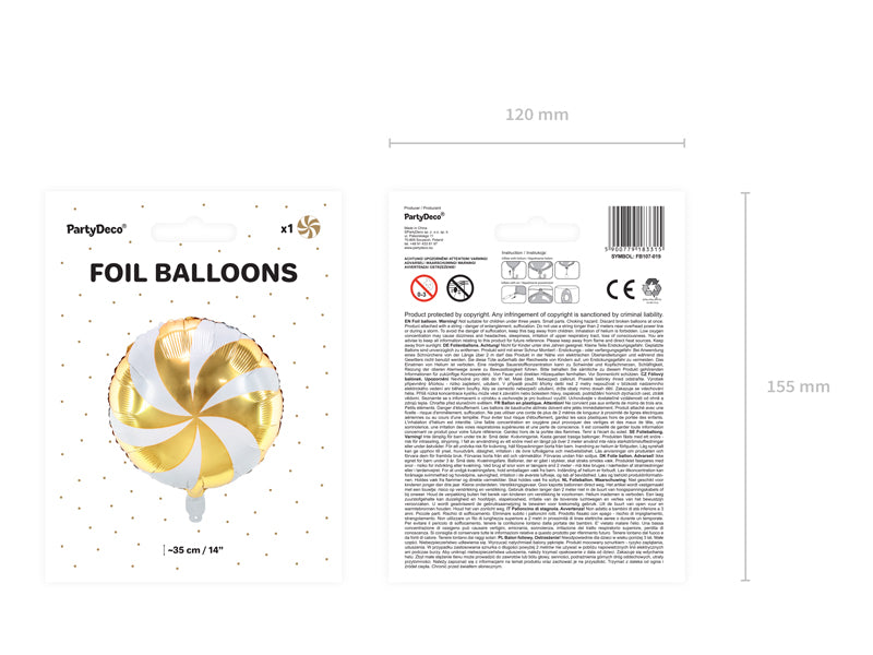ABC Runder Folienballon "Candy" - Bonbon 35cm | Gold