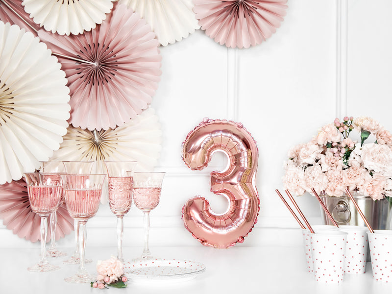 ABCBallonzahl ca. 35cm #3 Rosegold