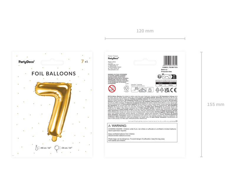 ABCBallonzahl ca. 35cm #7 Gold