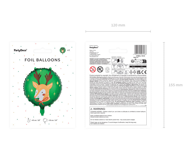 ABC18 Folienballon "Rentier" | Ø 45 cm Grün