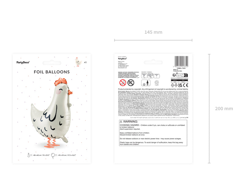 Airwalker Folienballon "Huhn" 48x60cm | Weiß