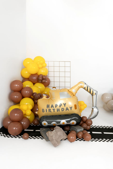Shape Folienballon Bagger "HAPPY BIRTHDAY" | 47 x 76 cm
