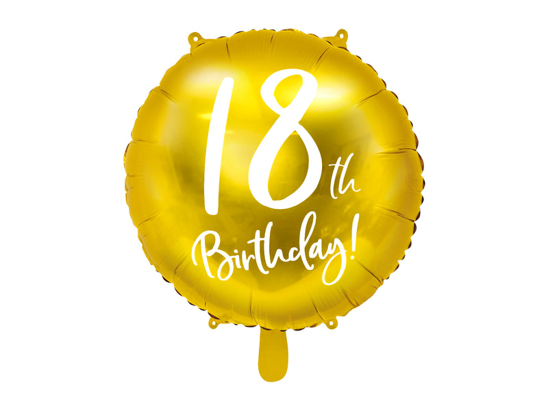 18"/Ø46cm Folienballon "18th Birthday" | Gold
