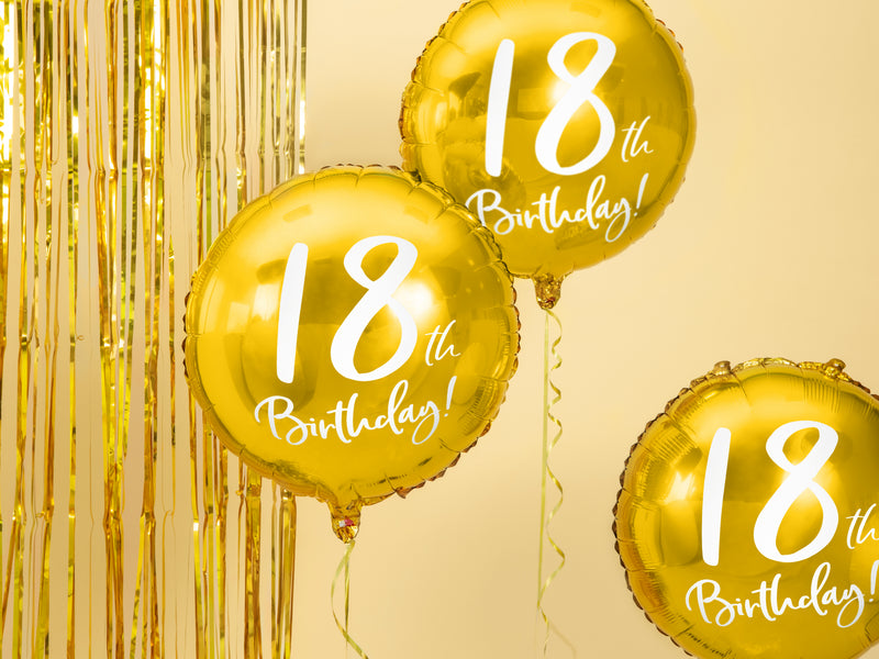 18"/Ø46cm Folienballon "18th Birthday" | Gold