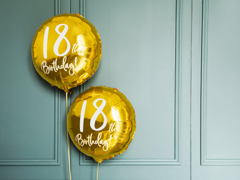 18"/Ø46cm Folienballon "18th Birthday" | Gold