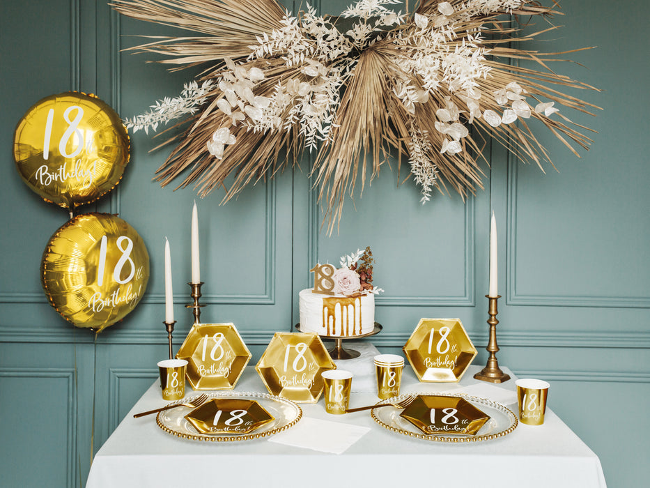 ABC18 Folienballon "18th Birthday" | Ø 45 cm Gold