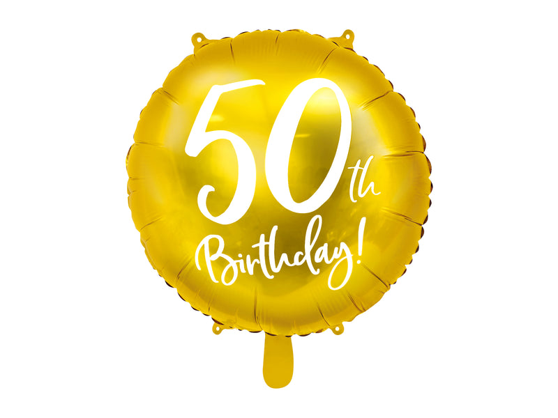 18"/Ø45cm Folienballon "50th Birthday" | Gold