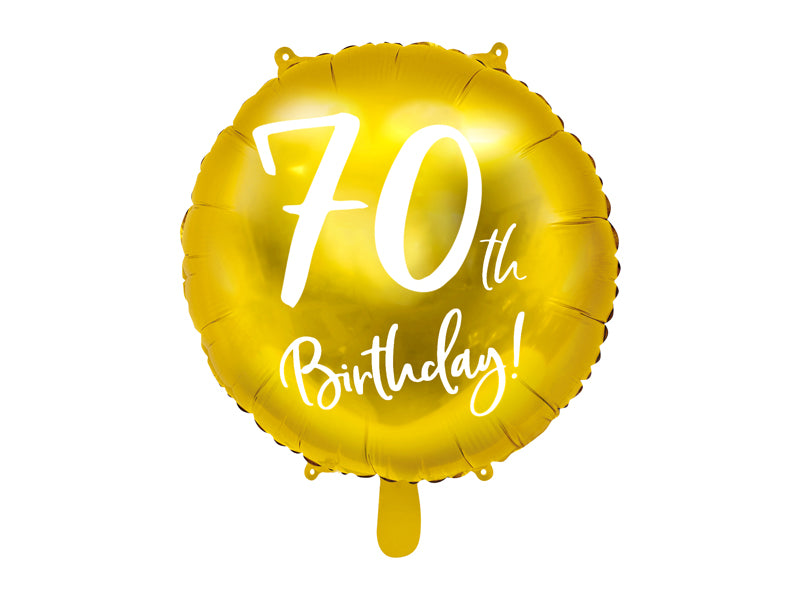 18"/Ø45cm Folienballon "70th Birthday" | Gold