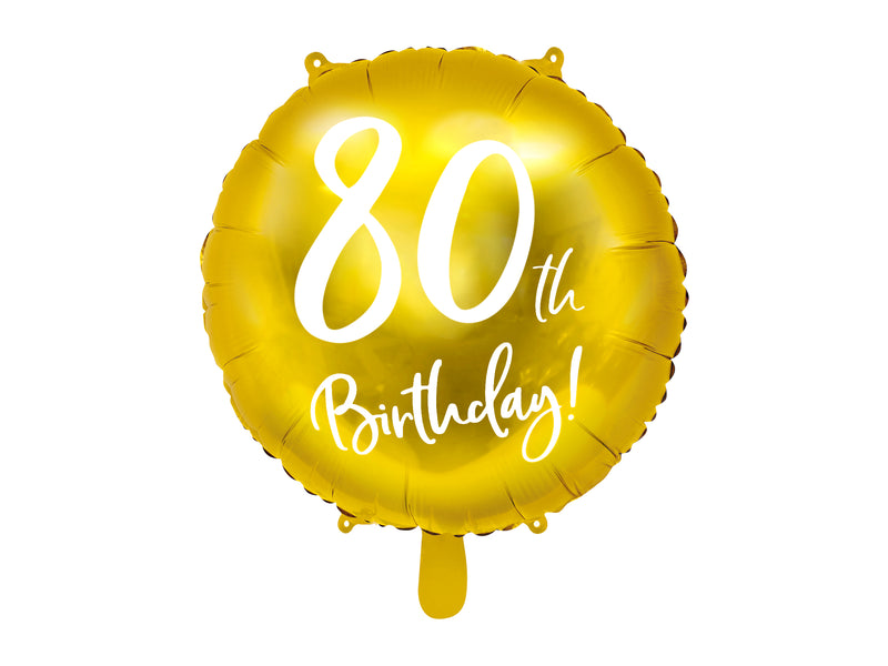 18"/Ø45cm Folienballon "80th Birthday" | Gold