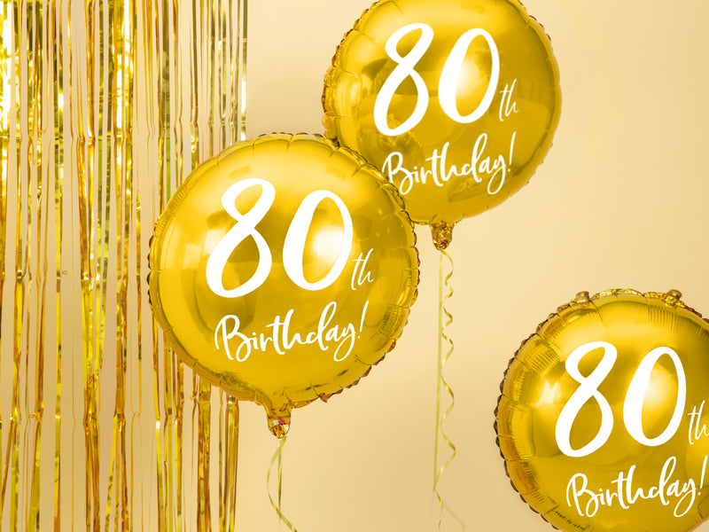18"/Ø45cm Folienballon "80th Birthday" | Gold