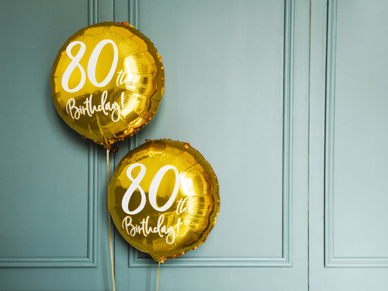 18"/Ø45cm Folienballon "80th Birthday" | Gold