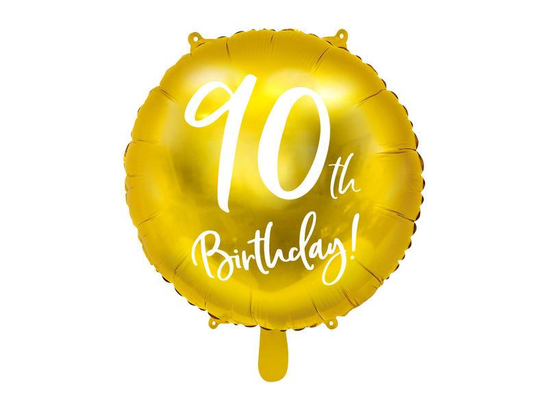 18"/Ø45cm Folienballon "90th Birthday" | Gold
