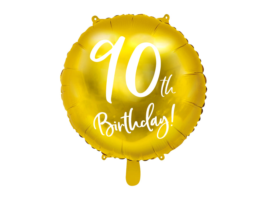 ABC18 Folienballon "90th Birthday" | Ø 45 cm Gold