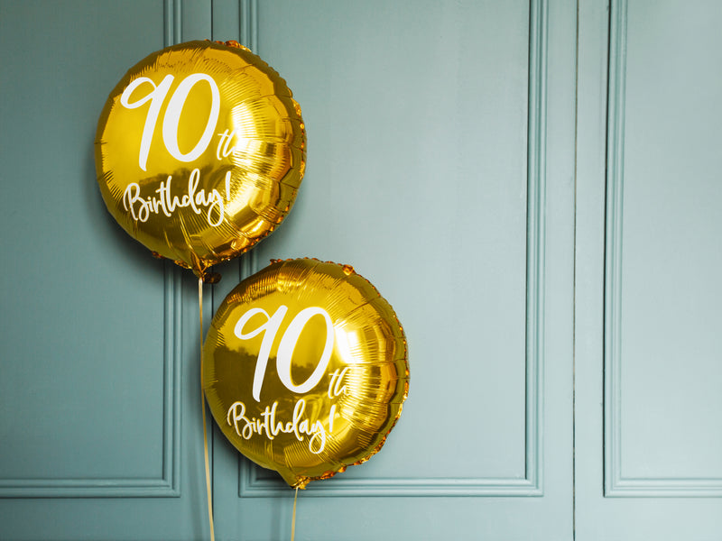 18"/Ø45cm Folienballon "90th Birthday" | Gold