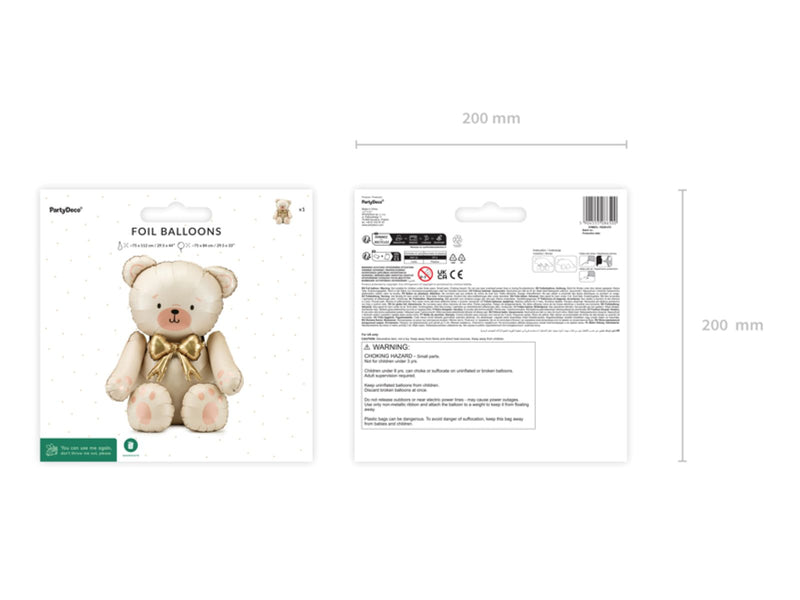 Shape Folienballon STEHEND "Teddybär mit Schleife" | 75 x 84 cm (NUR LUFT)