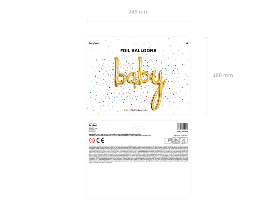 Folienballon Schriftzug "baby" 73,5 x 75,5 cm | Gold