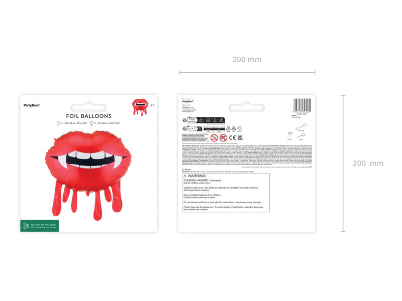 Shape Folienballon "Blutige Lippen" | 92 x 60 cm