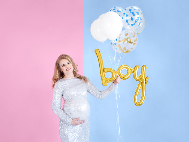 ABC Folienballon Schriftzug "Boy" gold | 63,5 x 74 cm Babyparty Dekoration für Jungs
