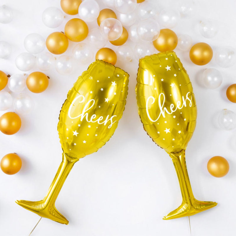 Shape Folienballon Sektglas "Cheers" Gold| 28x80 cm