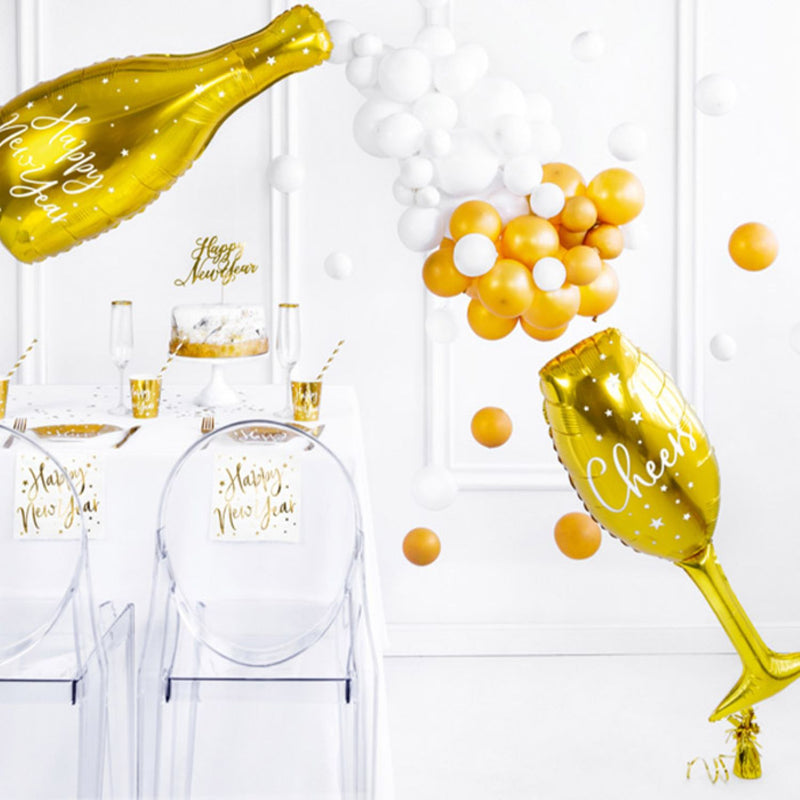 Shape Folienballon Sektglas "Cheers" Gold| 28x80 cm