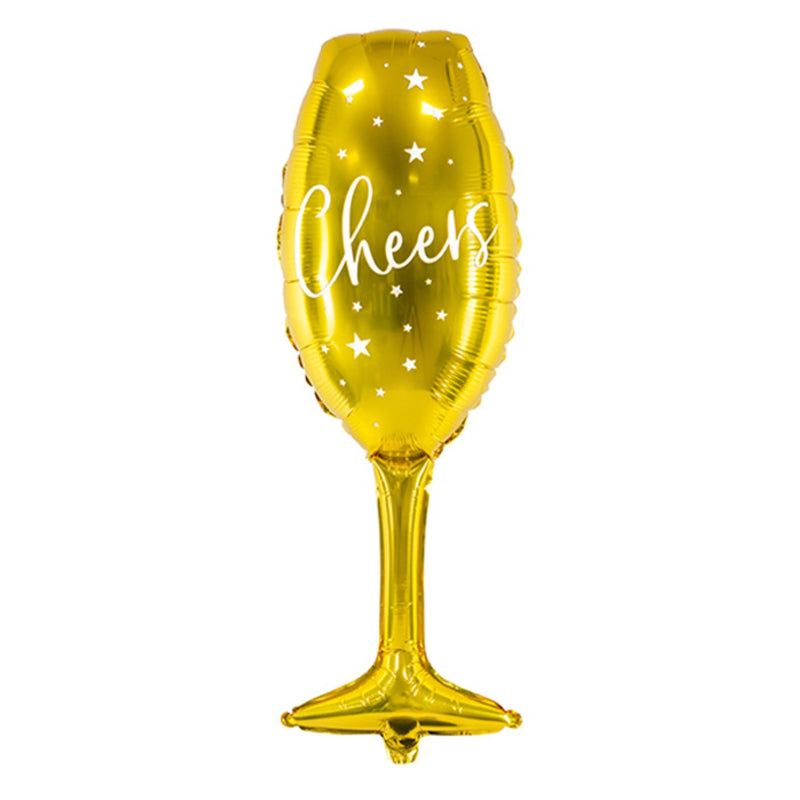 Shape Folienballon Sektglas "Cheers" Gold| 28x80 cm