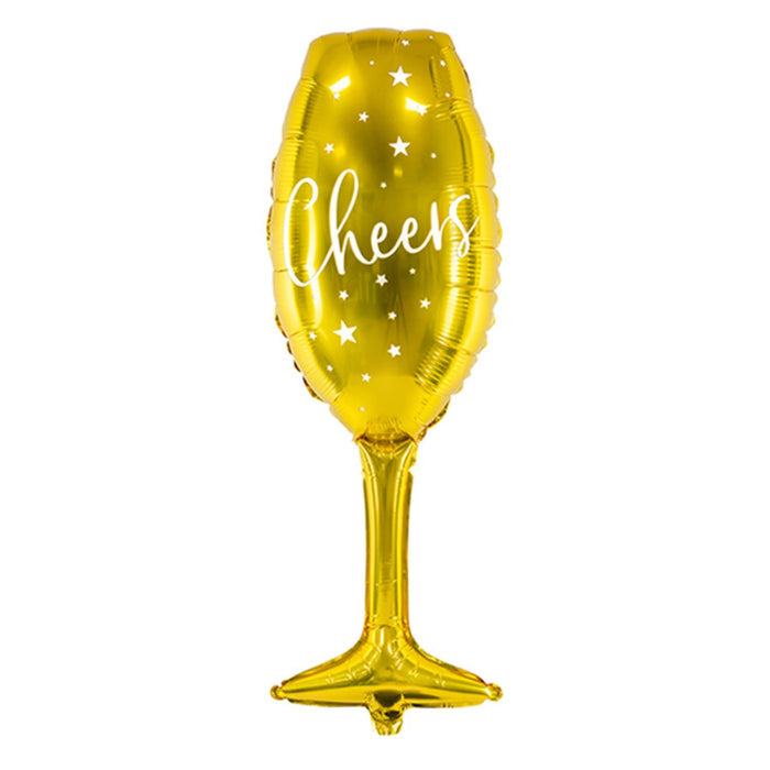 Shape Folienballon Sektglas "Cheers" Gold| 28x80 cm